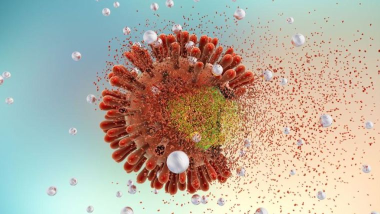 Artist's render of HIV virus dissipating